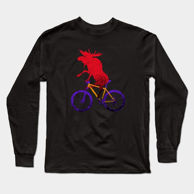 Mountain Bike Moose Long Sleeve T-Shirt by NeddyBetty